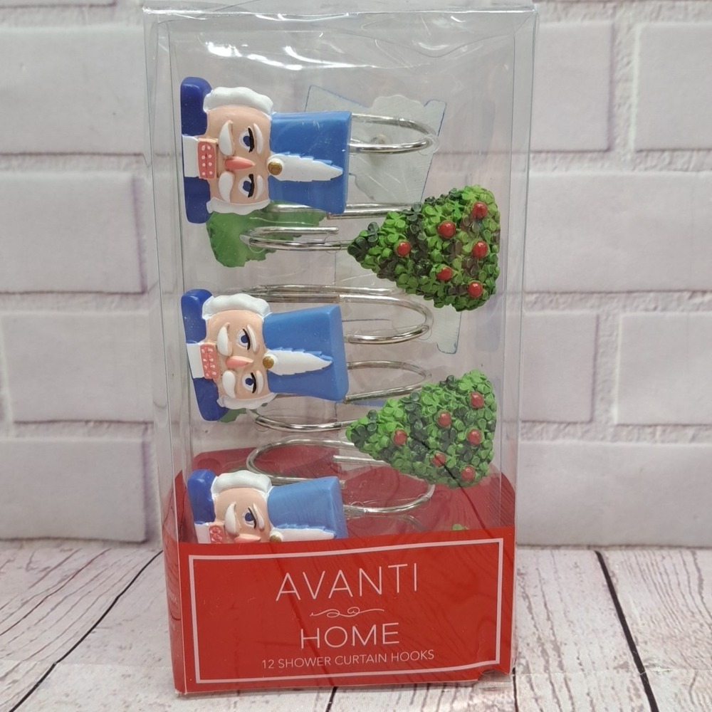 Avanti Home Christmas Shower Curtain Hooks: Nutcracker Christmas Tree - NIB